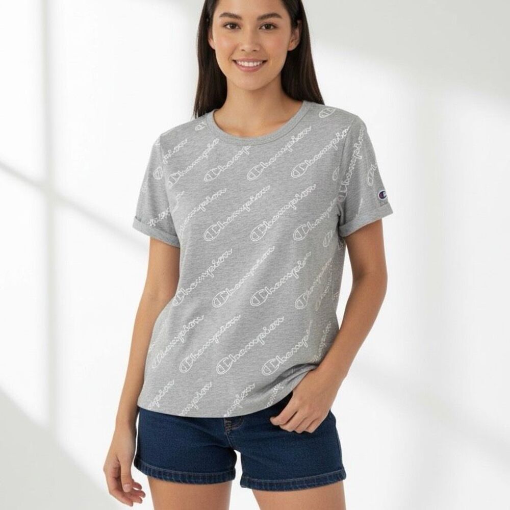 Champion Heather Gray Short Sleeve Cotton Top Tee Sz XL